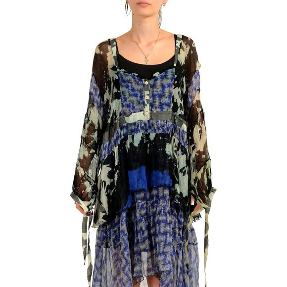 Just Cavalli Women's Multi-Color 100% Silk See Through Dress US XL IT 46 - Picture 1 of 5